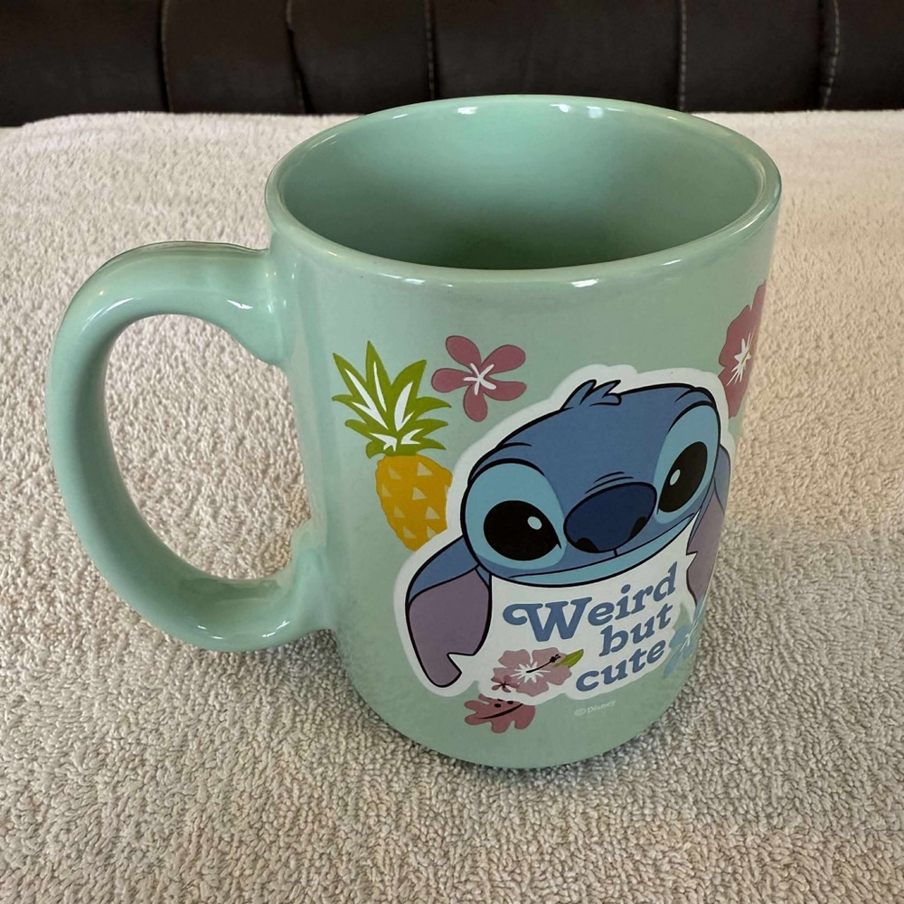 Zak! Designs Stitch "Weird but Cute" Mug One Size Light Green Blue